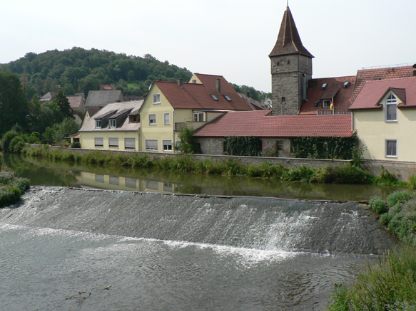 Blick von der Tauberbrcke in Creglingen