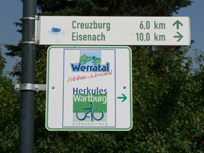 Radwegweiser bei Eisenach