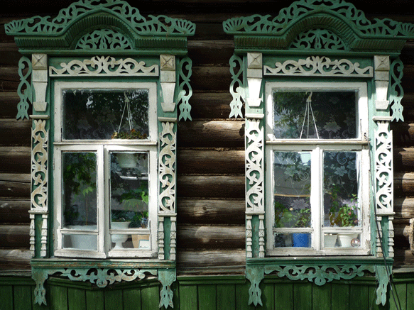 Fenster in alten Holzhäusern
